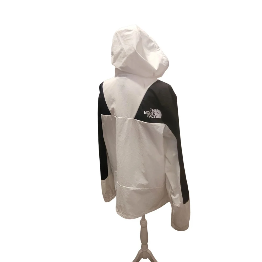 The North Face Men's White/Black Zip Peril Wind Windbreaker Hooded Jacket Sz L‎